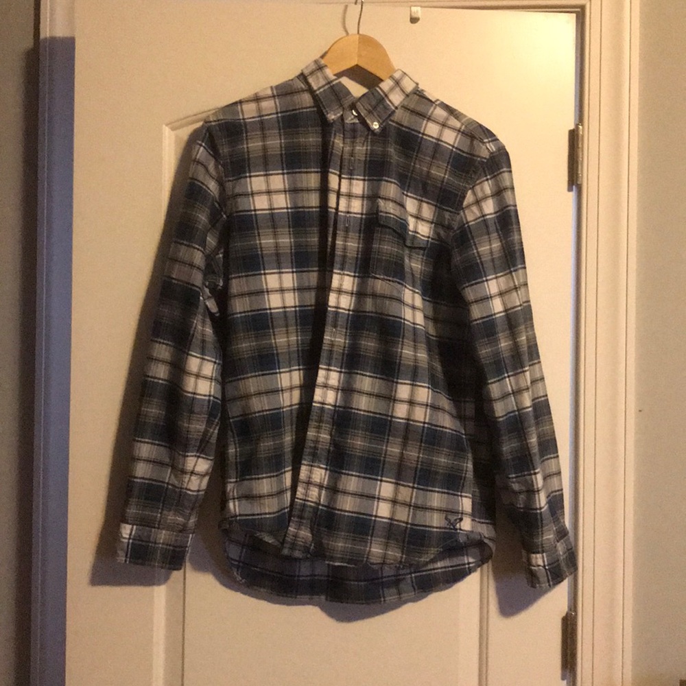 Blue American Eagle plaid button down